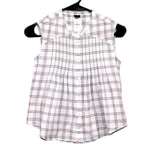 Gap Kids Plaid Sleeveless Button Front Top Girls M 8 Lightweight NWT